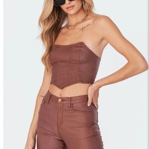 Edikted Luna Faux Leather Stretch Corset